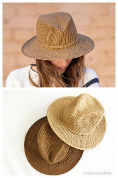 Easy Cool Brim Hat Crochet Patterns - DIY Magazine Crochet Summer Hat Pattern Free, Straw Hat Crochet Pattern, Easy Crochet Sun Hat Free Pattern, Sun Hat Crochet Pattern Free, Diy Summer Hat, Crochet Fedora Hat Free Pattern, Crochet Summer Hats Free Pattern, Summer Hat Crochet Pattern, Crochet Sun Hats