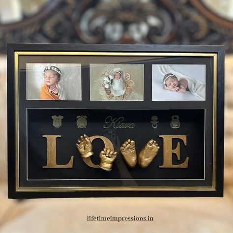 Baby Casting Frame, Baby Casting Ideas, 3d Casting, Baby Hand And Foot Prints, Baby Handprint Crafts, Baby Cast, Hand Casting, Baby Photo Frames, Baby Photoshoot Boy