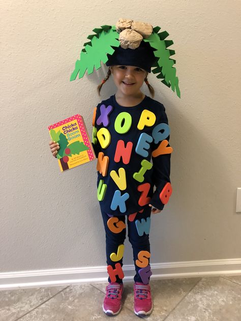 Diy Chicka Chicka Boom Boom Costume, Kids Book Costume, Chica Chica Boom Boom Costume, Story Book Dress Up Day, Story Book Parade Ideas, Chicka Chicka Boom Boom Costume Teachers, Chicks Chicka Boom Boom Costume, Chika Chika Boom Boom Costume, Boy Book Character Costumes Diy