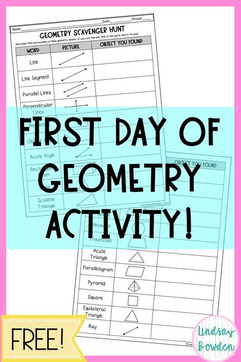 Fun Geometry Activities For High School, Geometry First Day Activities, Grade 4 Geometry, 4th Grade Geometry Activities, Geometry Classroom Decor High Schools, Geometry Elementary, Geometry Interactive Notebook, High School Geometry, Geometry Vocabulary