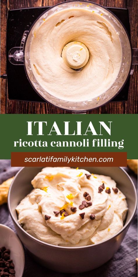 Learn how to make homemade Italian ricotta cannoli filling with just 4 ingredients. Made with strained ricotta cheese and flavored with a grated orange peel, this simple cannoli filling recipe can be used as a dip or to fill cannoli shells. Homemade Cannoli Filling, Ricotta Filling For Cannoli, Canolli Filling Recipe Cannoli, Ricotta Cake Filling, Canolli Filling Recipe, Cannoli Cake Filling, Best Cannoli Filling Recipe, Sweet Ricotta Filling, Easy Cannoli Filling