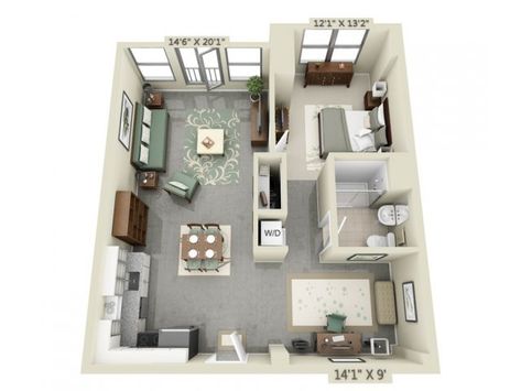 400 Sqft Apartment, 1 Bedroom Apartment Floor Plan With Office, 1 Bedroom With Office Floor Plan, 1 Bedroom Layout Floor Plans, Upstairs Garage Apartment Layout, Apartment Layout With Office, Studio Apartment Layout With Desk, 500sqft House Floor Plans, Studio Apartment With Office