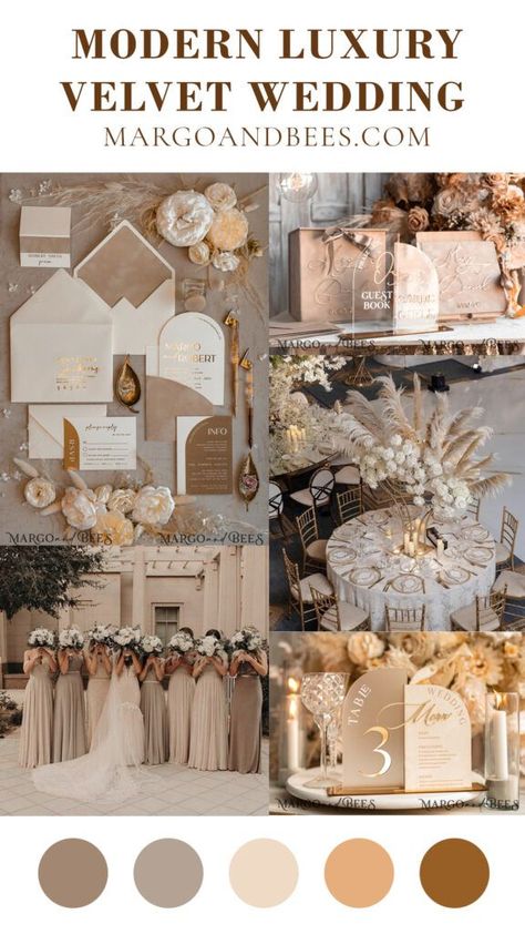 Magnificence in Neutrals: The Attract of a Gold and Velvet Beige Marriage ceremony Check more at https://howcandothis.com/weddingideas/magnificence-in-neutrals-the-attract-of-a-gold-and-velvet-beige-marriage-ceremony/ Beige Wedding Theme, Champagne Wedding Themes, Brown Wedding Themes, Wedding Theme Color Schemes, Champagne Wedding Colors, Taupe Wedding, Wedding Color Pallet, Wedding Motifs, Neutral Wedding Colors