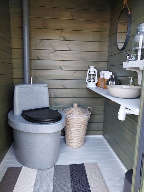 Uuden huussimme sisustus Outdoor Bathroom Ideas, Outhouse Ideas, Garage Bathroom Ideas, Outdoor Toilet Ideas, Outhouse Plans, Outside Toilet, Granny House, Outdoor Toilet, Caravan Interior