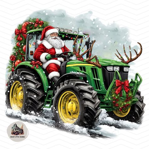 Farm Christmas Pictures, Tractor Clipart, Christmas Tractor, Tractor Png, Christmas On The Farm, Animals Christmas, Green Tractors, Funny Farm, Christmas Farm