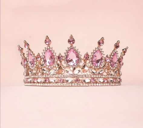 Pink Wedding Tiara, Pink Tiara Aesthetic, Pink Crown Aesthetic, Princess Crown Aesthetic, Quince Crowns, Quince Jewelry, Quince Themes, Quinceanera Jewelry, Quinceanera Pink