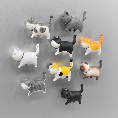 Cat Magnet, Cat Magnets, Picture Magnets, Flower Magnets, Air Dry Clay Projects, Quirky Home Decor, Great Cat, 3d Cartoon, Photo Magnets