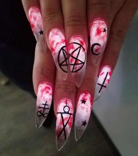 1,209 Likes, 26 Comments - janelle akers (@nailedbynell) on Instagram Horror Nails, Witchy Nails, Punk Nails, Gothic Nails, Goth Nails, Edgy Nails, Glow Nails, Crazy Nails, Nail Swag