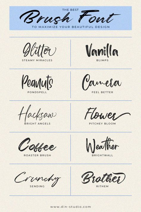 Show off your creativity with this amazing collection of sophisticated brush fonts. Each font offers a unique, playful look that will catch the eye and stand out in any design. From subtle calligraphy scripts to funky paint splatters, these fonts will elevate your next project to the next level. Download them now and unleash your wildest imagination! Brush Lettering Font, Brush Fonts Free, Free Fonts For Cricut, Brush Script Font, Free Commercial Fonts, Canva Fonts, Brush Script Fonts, Paint Splatters, Aesthetic Fonts