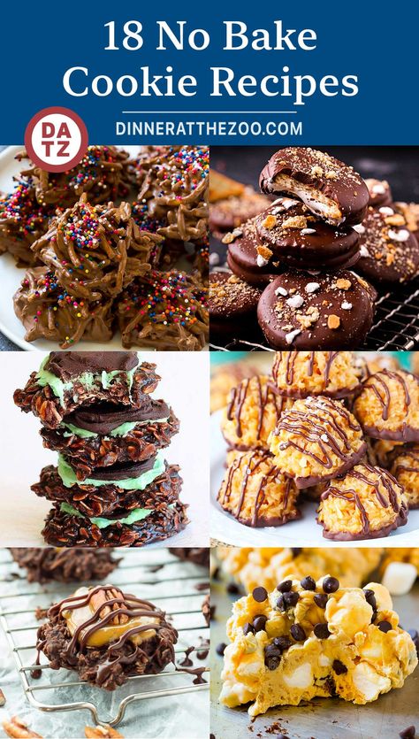 18 No Bake Cookie Recipes No Bake Cookie Recipes, No Bake Chocolate Cookies, Interesting Desserts, Haystack Cookies, Sweet Business, Best No Bake Cookies, Christmas Cookie Recipes Holiday, Easy No Bake Cookies, No Bake Cookie