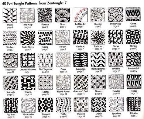 How to Zentangle Patterns Free | Free Zentangle How To Patterns | 40 more tangles with How-to steps for ... Zentangle Kunst, Zentangle Tutorial, Tangle Pattern, Tangle Doodle, Zentangle Designs, Doodle Inspiration, Tangle Art, Tangle Patterns, Zentangle Drawings