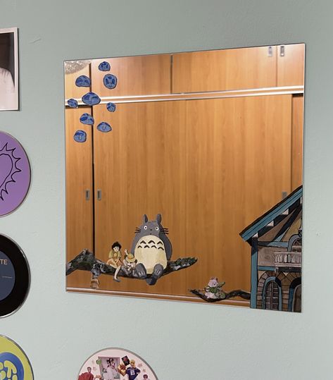 studio ghiblio custom!! @star.vends on instagram <3 Commission Ideas, Mirror Painting, Studio Ghibli, Bed Design, Sketch Book, Dream House, Sketch, Paint, Mirror