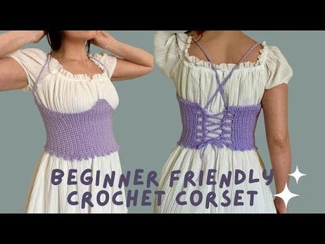 Easy Crochet Corset Top Tutorial / Crochet corset belt - YouTube Corset Top Crochet Pattern, Crochet A Corset, Easy Crochet Corset, Crochet Corset Top Pattern Free, Crochet Corsets, Crochet Underbust Corset, Crochet Corset Pattern Free, Crochet Waist Belt, Crochet Corset Belt