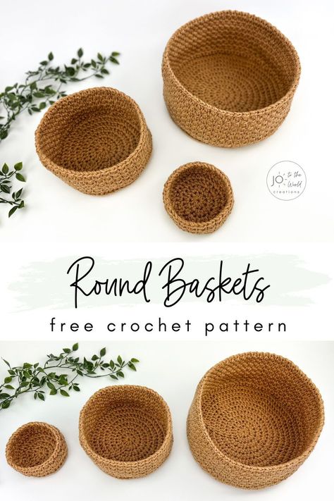 The Crochet Basket Pattern - Small, Medium & Large offers you the flexibility to enhance your home decor with charming Moss Stitch Crochet Baskets in various sizes. These baskets provide a cozy handmade touch to your living spaces while keeping your organization needs in check, making them a versatile and practical addition to your home. Crochet Twine Basket Pattern Free, Crochet For Organization, Crochet Shallow Basket, Crochet Tiny Basket Free Pattern, Moss Stitch Crochet Basket Pattern Free, Knit Home Decor Patterns, Crocheted Basket Patterns Free, Crochet Scrap Basket, Crochet Yarn Basket Pattern Free