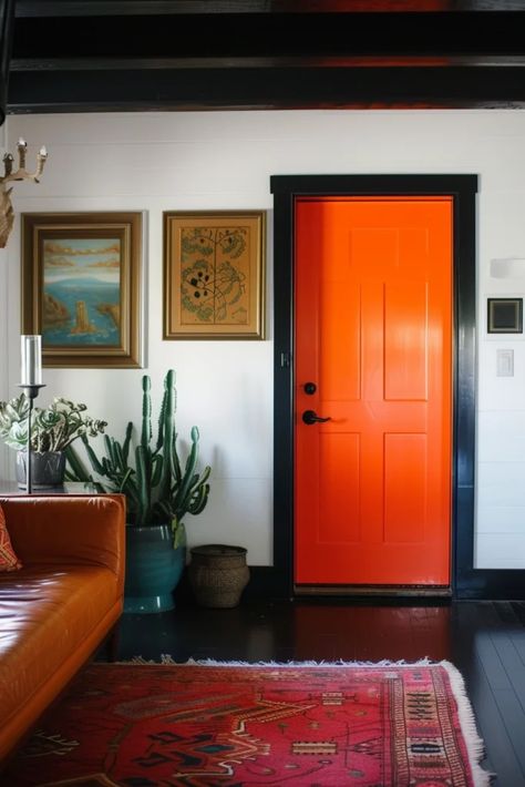 Colorful Interior Doors, Colored Doors Interior, Painted Doors Interior Creative, Accent Doors Interior, Painted Interior Door, Interior Door Colors Ideas, White And Silver Bedroom, Interior Door Color, Door Color Ideas