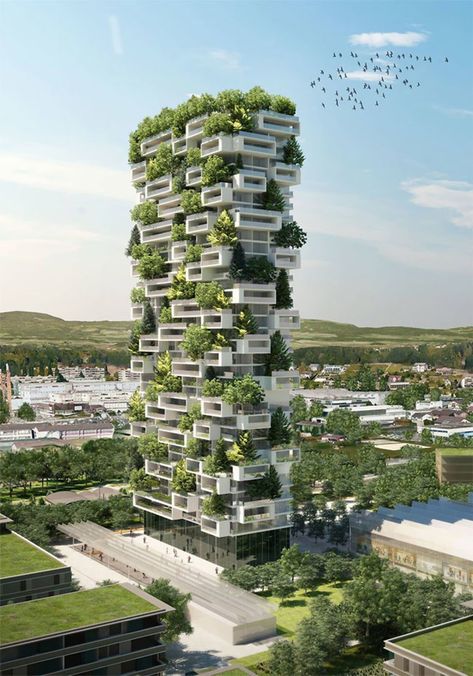 From Singapore to Switzerland, firms have introduced more greenery to provide shade, improve air quality, and reduce reliance on air-conditioning | archdigest.com Green Building Architecture, Stefano Boeri, Vertical Forest, Green Tower, Architecture Cool, Unusual Buildings, Plants Growing, Green Architecture, Amazing Buildings