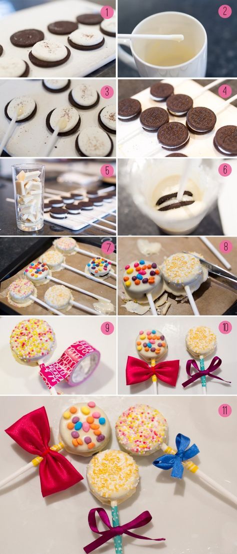 Wedding DIY Oreo Pops Favor Favour How To Make Collage Biskut Coklat, Oreo Cake Pops, Vanilla Oreo, Jul Mad, Bar A Bonbon, Baking Chocolate, Torte Cupcake, Baking Cocoa, Oreo Pops