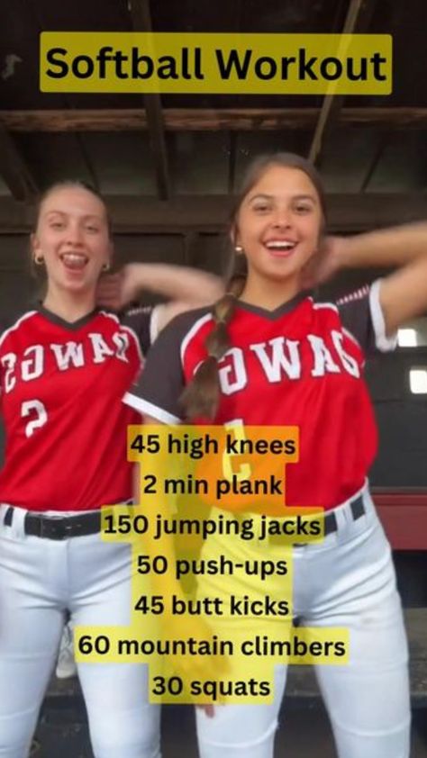 #softball #workout Fun Softball Games For Practice, Softball Workouts At The Gym, Softball Catcher Workouts, Softball Workouts At Home, Softball Practice Plans, Softball Hitting Drills, Softball Games, Quick Morning Workout, Softball Workouts