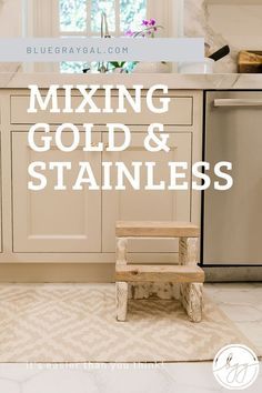 If you have stainless steel appliances and want to add gold accents, then this post will convince you! Or if you have stainless hardware and want to add gold decor, then you'll love this, too! Get tips and inspiration to mix metals in your home decor! #homedecor #remodel #hardware #bathroom #kitchen Brushed Bronze Hardware Kitchen, Brushed Gold Kitchen Hardware, Chrome Kitchen Hardware, Mixing Metals In Kitchen, Brushed Bronze Kitchen, Mixed Metal Kitchen, Mixed Metals Kitchen, Gold Hardware Kitchen, Mixed Metals Decor