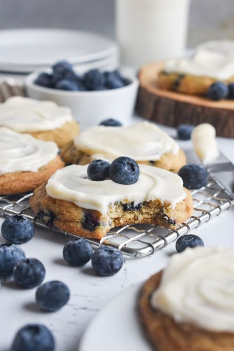 Blueberry Cookies • Dance Around the Kitchen Blueberry Cream Cheese Cookies, Easy Sweet Treats, Potluck Favorites, Blueberry Cookies Recipes, Justine Doiron, Dance Around The Kitchen, Berry Cookies, Blueberry Cookies, Cream Cheese Cookies