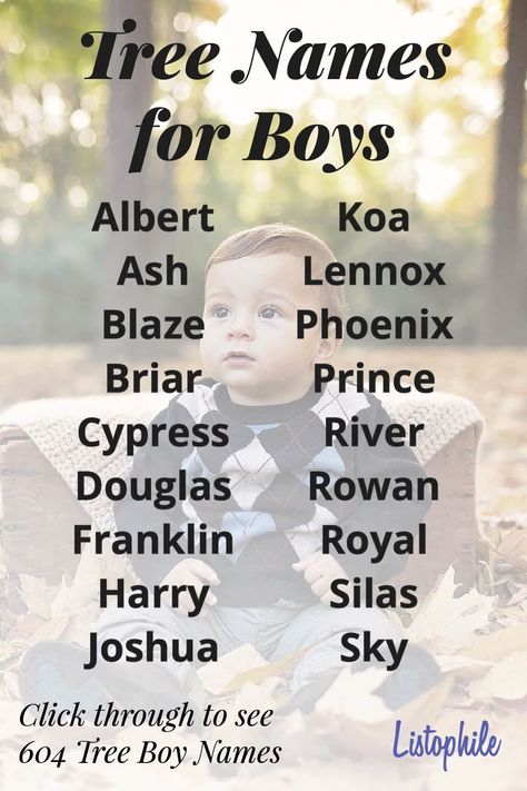 Tree Names For Boys, Nature Names For Boys, Tree Names, Western Baby Names, Sims Names, Nature Names, Cool Boy Names, Find Name