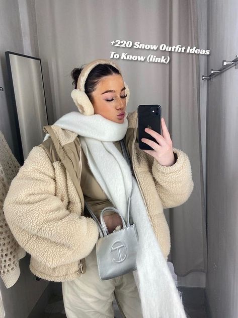 222 Snow Outfits Ideas for Women: Warm & Timeless Styles – Grand Goldman Ugh Earmuffs Outfit, Winter Ear Muffs Outfit, Ear Muff Hairstyle, Eat Muffs Outfit, Ear Puffer, Ear Muffs Aesthetic, Ear Muffs Outfit, Winter Photoshoots, Snow Outfits For Women