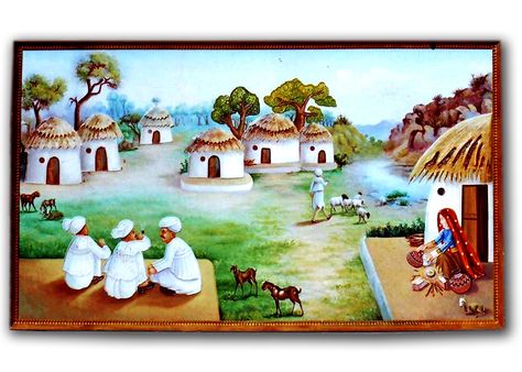 Garvi Gujarat Drawing, Indian Village Painting, Mata Wallpaper Hd, Mud Painting, Village Scene Drawing, Mud Art, File Decoration, Village Painting, Maa Wallpaper