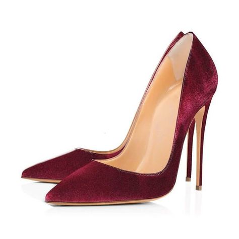 Burgundy Pumps, Stunning Heels, High Heel Dress Shoes, Womens Active Wear Outfits, Casual Pumps, Velvet Pumps, High Heel Dress, Slip On Pumps, Womens Stilettos