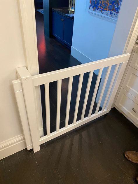 Custom Painted Sliding Gate, Custom Pet or Baby Gate, Wood and Metal, for Dogs and Puppies, Small Children, Unique Guide System - Etsy Pocket Door Baby Gate, Gate Wood And Metal, Sliding Dog Gate, Pocket Gate, Wood Baby Gate, Painted Gates, Retractable Dog Gate, Dog Gates For Stairs, Townhouse Decor