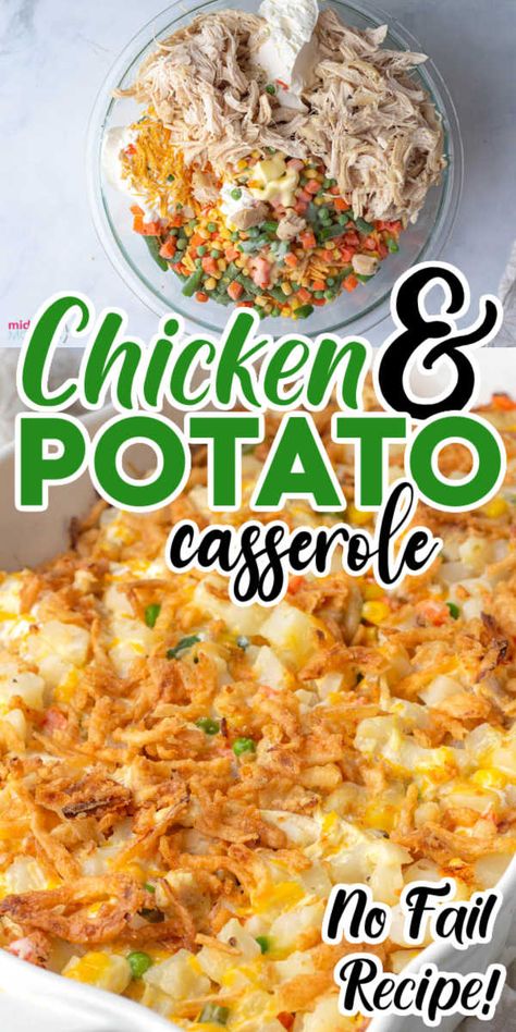 Chicken And Potato Casserole, Leftover Chicken Recipes Easy, Rotisserie Chicken Recipes Leftover, Chicken Potato Casserole, Potatoes And Veggies, Recipes Using Rotisserie Chicken, Chicken And Potato, Leftover Chicken Recipes, Leftover Rotisserie Chicken