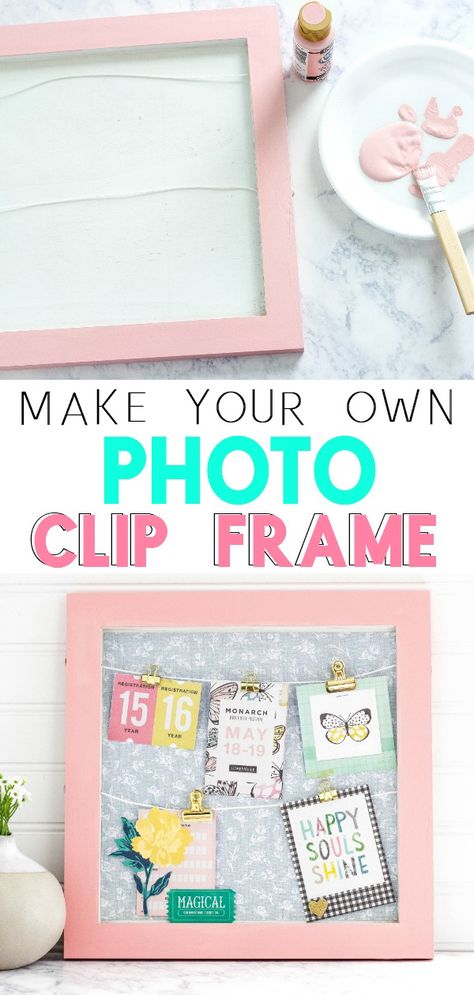 DIY Photo Clip Frame Diy Clip Frame, Photo Display Board, Pic Frame, Framing Art, Frames Ideas, Paint Crafts, College Diy, Diy Projects To Sell, Clip Frame