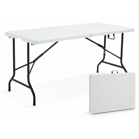 Jardin piscine > Mobilier de jardin et jeux > Salon, table et chaise de jardin  > Table de pique nique REKKEM, Table pliable plastique 162 cm, idéale en table d'appoint, table de camping ou table de réception, cette table pliante à été conçue pour un usage professionnel. Sa structure en acier époxy et son plateau en résine plastique, permettent une utilisation ou intérieur ou en extérieur sans craindre l'humidité ou les UV. Cette table pouvant supporter jusqu'à 130 kg, se plie en format Folding Table, France, Furniture, Quick Saves, Home Decor, Home Décor