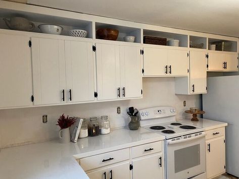 Above Cabinet Storage, Diy Kitchen Cabinets Makeover, Clean Kitchen Cabinets, Above Kitchen Cabinets, Above Cabinets, Kitchen Improvements, Diy Kitchen Renovation, Farmhouse Remodel, Kitchen Cabinets Makeover