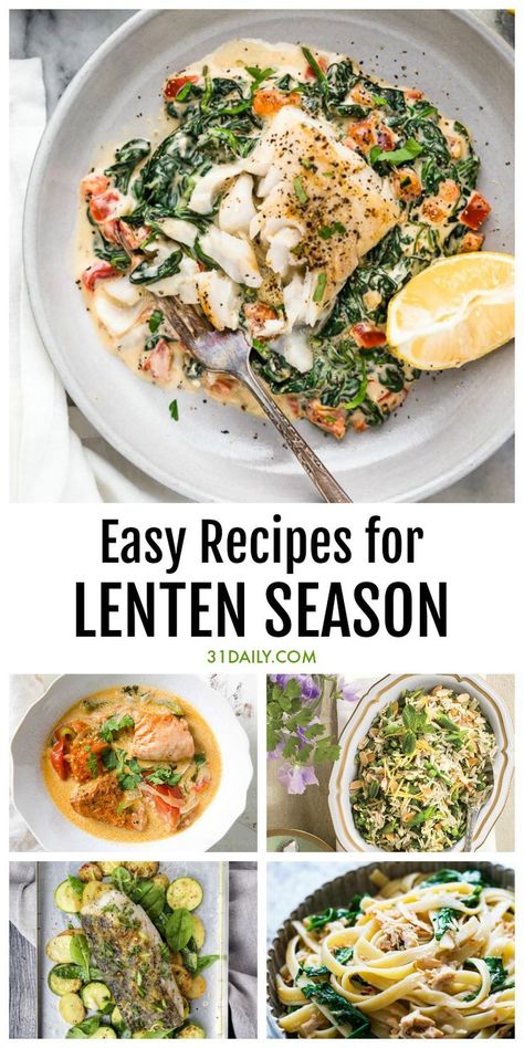 Easy Lent Recipes to Make During the Lenten Season | 31Daily.com #lent #easter #seafoodrecipes #fishrecipes #vegetarianrecipes #31Daily Lent Recipes Meatless Meals, Lent Dinner Ideas, Lent Meals, Season Recipes, Lenten Recipes, Healthy Hacks, Lent Recipes, Lenten Season, Fish Dinner