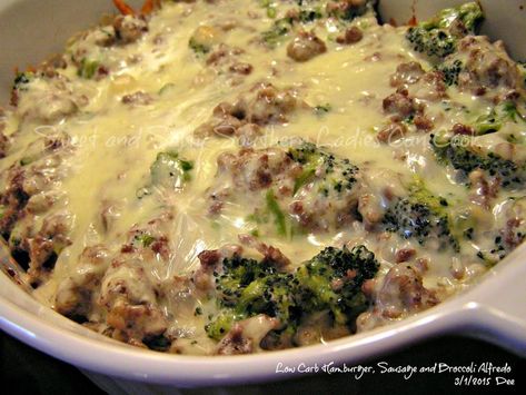 Low Carb Hamburger, Sausage, Broccoli Alfredo | Just A Pinch Hamburger Sausage Broccoli Alfredo, Sausage Broccoli Alfredo, Broccoli Sausage, Sausage Broccoli, Ground Beef Casserole Recipes, Broccoli Alfredo, Paleo Crockpot, Low Carb Pasta, Beef Casserole Recipes