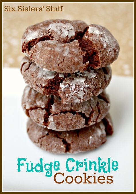 Fudge Crinkle Cookies | Six Sisters' Stuff Fudge Crinkle Cookies, Easy Cake Mix Recipes, Icebox Cheesecake, The Best Cookie Recipes, Monster Cookies Recipe, Devils Food Cake Mix Recipe, Six Sisters Stuff, Six Sisters, Snowball Cookies