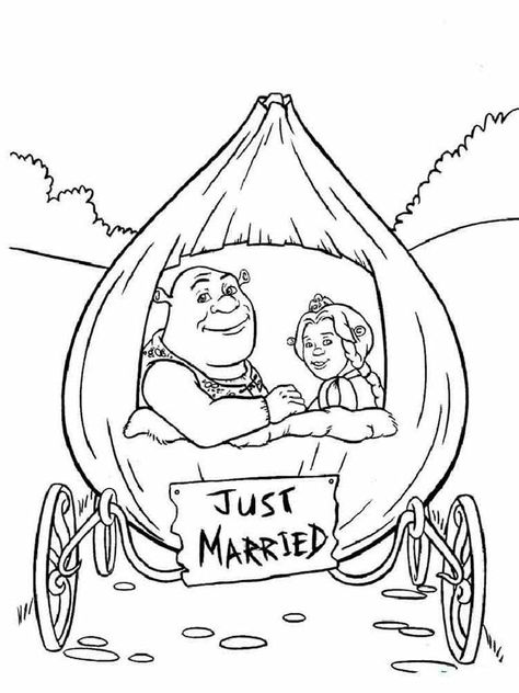 Shrek Wedding, Wedding Coloring Pages, Barbie Coloring Pages, Kids Coloring Book, Coloring Sheets For Kids, Cartoon Coloring Pages, Disney Coloring Pages, Coloring Pages To Print, Cute Coloring Pages