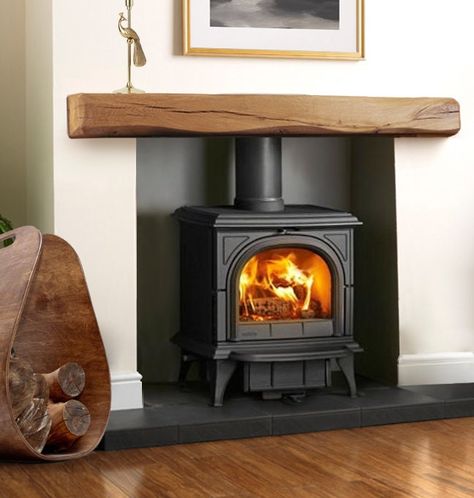 Wood Lintel, Mantle Beam, Oak Beam Fireplace, Wood Burner Fireplace, Wood Burning Stoves Living Room, Log Burner Fireplace, Log Burner Living Room, Design Camino, Oak Mantle