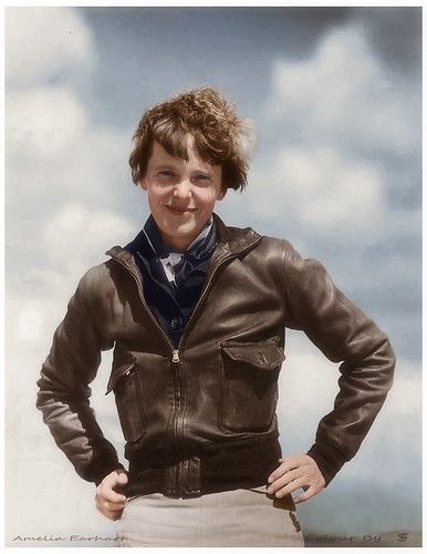 Amelia Earhart 1897 - 1937 | Amelia Mary Earhart was an Amer… | Flickr Female Pilot, Amelia Earhart, Famous Americans, Colour Tint, Famous Women, Atlantic Ocean, The Atlantic, Women In History, Hand Coloring