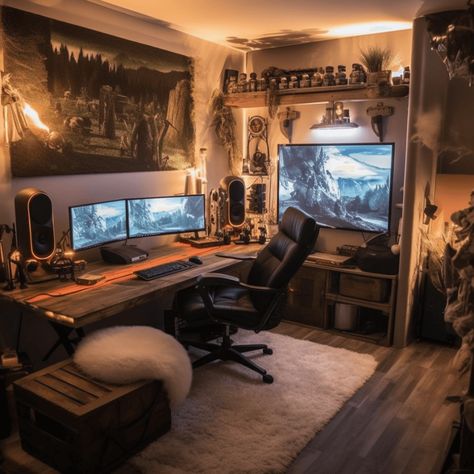 Games Room Inspiration, Modern Home Offices, Home Studio Setup, Interior Design Per La Casa, Bedroom Setup, Computer Room, Gaming Room Setup, Gamer Room, Studio Setup