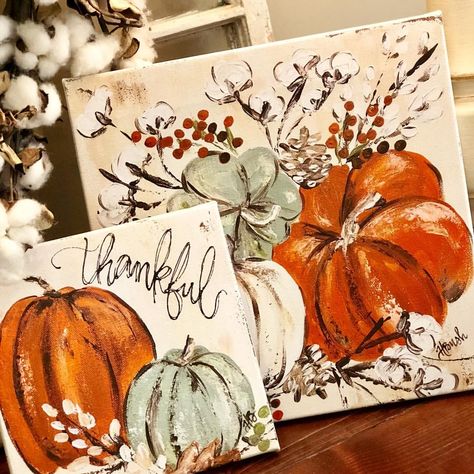 Give THANKS to the Lord for He is good. His love endures forever. 1 Cor 16:34 #thanksgiving #thankful #thankfulheart #falldecor #fallart #pumpkins #pumpkinart #cotton #everythingfall #haleybdesigns #haleybushart Painting Pumpkin, Fall Canvas Painting, Art Pumpkin, Fall Canvas, Fall Deco, Fall Art, Pumpkin Painting, Pumpkin Art, Halloween Painting