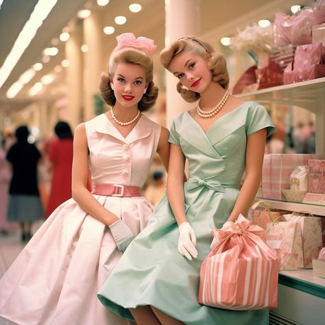 1950s High School Fashion, 50s Teen Fashion, 1950s Teen Fashion, 1950s Photoshoot, 50s Teenagers, 1950s Style Pink Daywear Dresses, 1950s Fashion Dresses, Vintage Clothes Women, Fifties Fashion