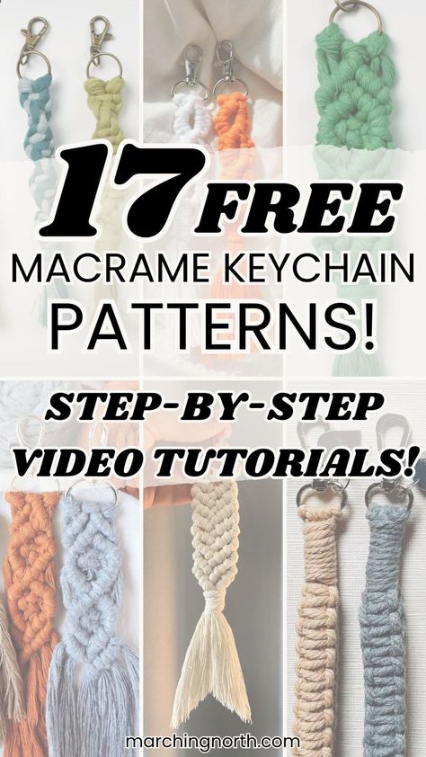 17 Free Macrame Keychain Patterns (For Beginners) Macrame Keychain Free Pattern, Free Macrame Keychain Pattern, 1mm Macrame Projects, Macrame Key Chain Tutorials, Macrame Key Chains Free Pattern, Macrame Bookmark Pattern, Macrame Ideas To Sell, Macrame Gift Ideas Diy, Macrame Keychain Pattern Free