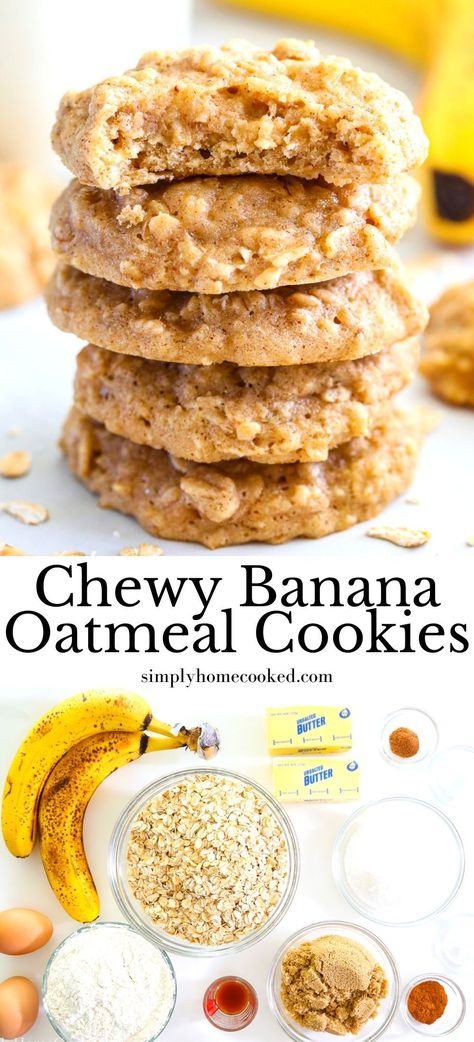 These Chewy Banana Oatmeal Cookies are the perfect sweet treatBananasbrown sugarand oatsyou’re going to love this softyummy dessert. Ripe Banana Recipe, Banana Dessert Recipes, Banana Oatmeal Cookies, Simply Home, Banana Cookies, Banana Dessert, Banana Oatmeal, Lost 100 Pounds, 140 Pounds