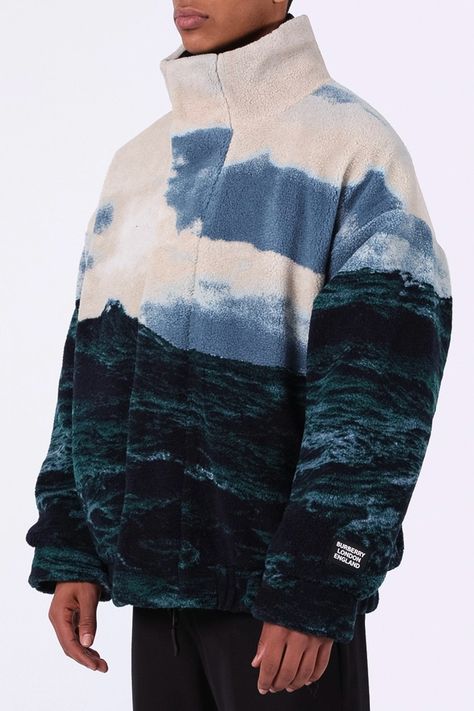 Burberry Sea Landscape Print Fleece Jacket Release | HYPEBEAST Printed Fleece Jacket, Fleece Jacket Men, Fleece Jackets, Concept Clothing, Mens Fleece, Fashion Fits, Mode Inspo, Fleece Jacket, Looks Style