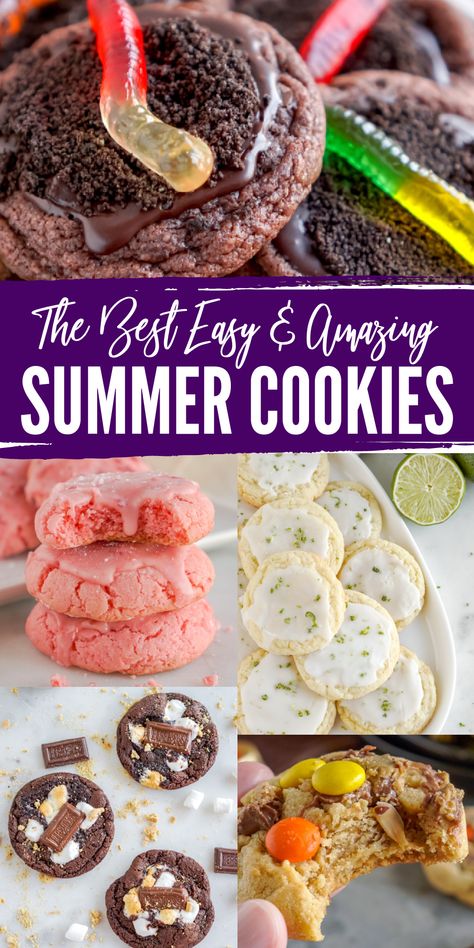 Cookies For Bbq Party, Diy Cookie Recipes, Summer Flavor Cookies, Strawberry Lime Cookies, Cookies For Picnics, Best Summer Cookies, Dessert Recipes For Bake Sale, August Baking Ideas, Summer Bakery Treats