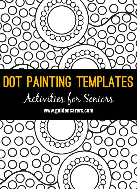 Indigenous Australians use plant shoots, Echidna quills and small twigs to paint their Dreamtime stories. Here are 12 Dot Painting Templates to enjoy with the elderly. Dot Art Templates Free Printable, Elderly Painting Activities, Dotting Painting Ideas, Aboriginal Art For Kids Free Printable, How To Paint A Mandala, Beginner Dot Painting, Dot Painting Ideas Patterns, Metis Dot Art, Dot Painting Ideas Simple