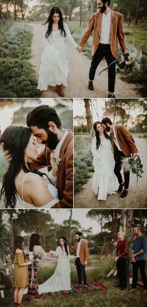 Boho Wedding Attire, Casual Groom Outfit, Bohemian Groom, Wedding Ideas Unique, Casual Groom Attire, Carpet Wedding, Engaged Af, Casual Grooms, Nontraditional Wedding Dress