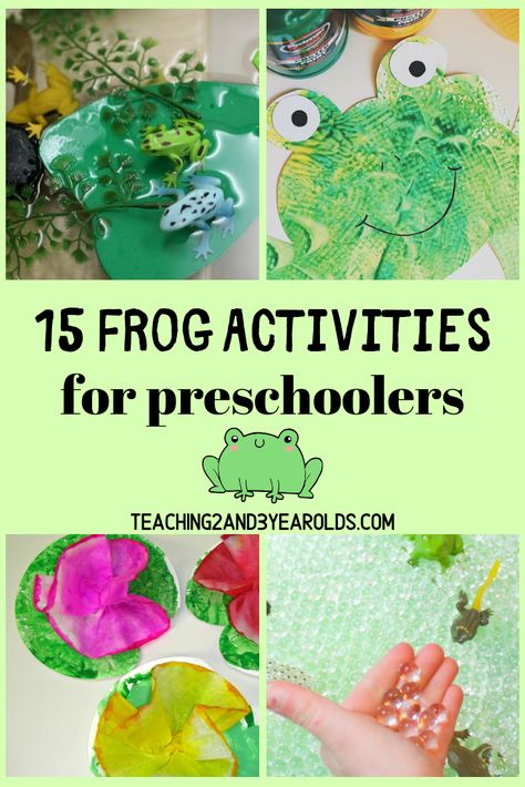 Looking for fun preschool frog activities? This collection includes 15 hands-on ideas that include art, sensory and science! #frogs #science #art #sensory #finemotor #preschool #toddlers #age2 #age3 #age4 #printables #teaching2and3yearolds Frog Theme Preschool, Frog Crafts Preschool, Frogs Preschool, Frog Activities, Frog Theme, Frog Life, Frog Crafts, Activities For Preschoolers, Activities For Preschool