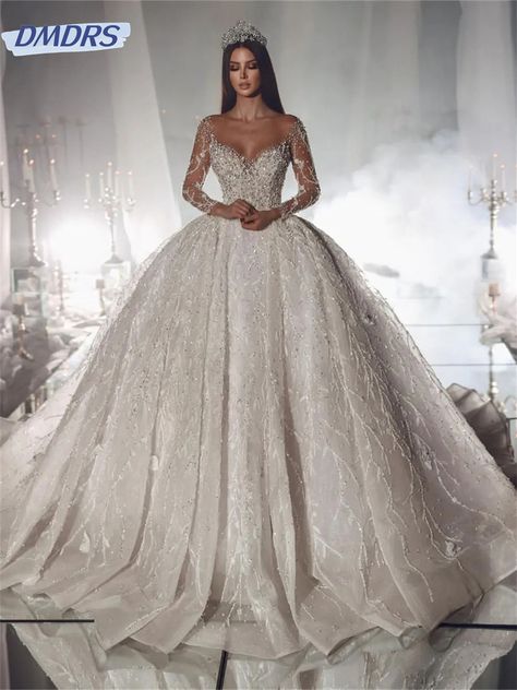 Charming Strapless Wedding Dress 2024 Elegant Beaded Ball Gown Luxurious Sleeveless Floor Length Ruffle Bridal Gown, Queen Wedding Dress, Extravagant Wedding Dresses, Big Wedding Dresses, Wedding Dresses Cinderella, Classy Wedding Dress, Sparkle Wedding Dress, Fairy Tale Wedding Dress, Pretty Wedding Dresses